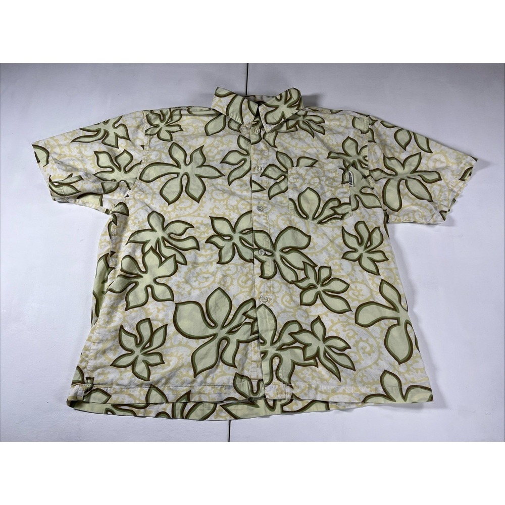 VTG Rusty Hawaiian Button Shirt Mens Large Tropical Floral Camp Beach Y2K 90s